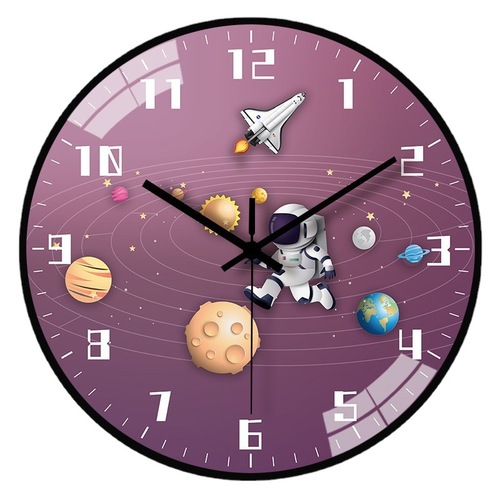 8-inch 20cm Cartoon Astronaut Clock Children's Room Wall Clock Home Bedroom Silent Creative Clock