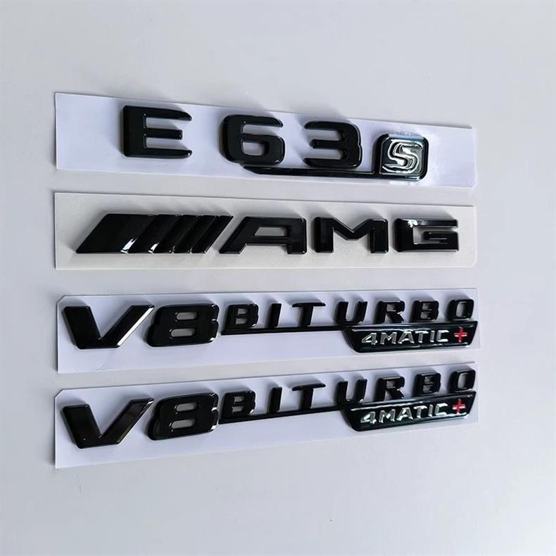 Mercedes-Benz E-Class, C-Class, C63S, C43, E53, E63S rear emblem stickers, AMG black car emblem, modified turbo V8 side emblem