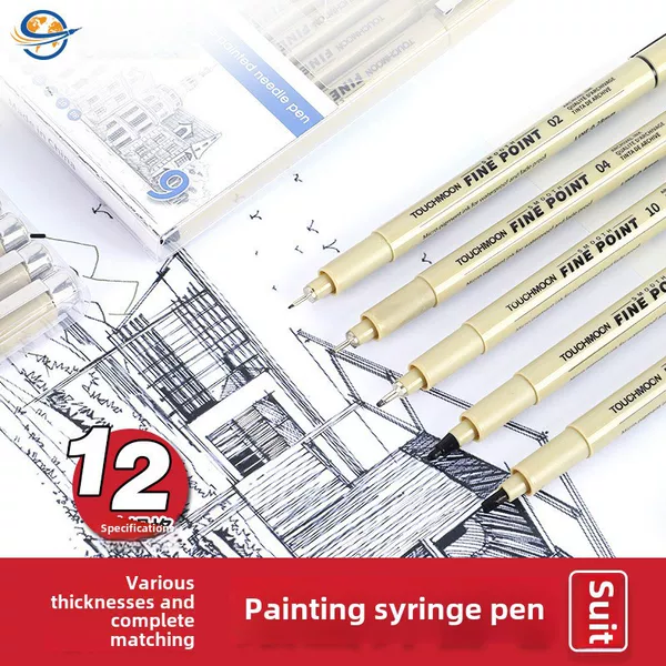 Touchmoon Waterproof Needle Pen Students Use Art Comics Architectural Design Black Signature Pen Hand-Painted Sketch