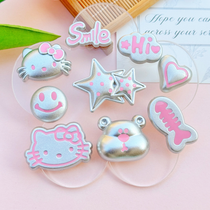 Advanced sense plating silver KT cat fish acrylic diy jewelry accessories mobile phone case hole shoes material wholesale