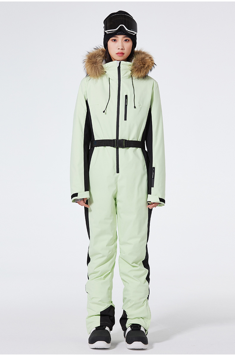 Combinaison de ski femme coupe slim – Combinaison de snowboard une pièce imperméable et coupe-vent | Vêtements de ski d'hiver à isolation thermique et poignets réglables_voghion.com