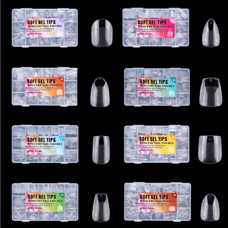 Cross-Border New European and American Style Nail Tips, Seamless Almond-Shaped Short Nails, Semi-Matte Ultra-Short Nail Tips, No Filing Required, Ultra-Thin Fake Nails