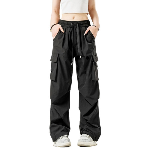Couples 'paratroopers pants spring and summer new stretch sportswear pants for men and women's same style Hong Kong style foot-tied pants trend