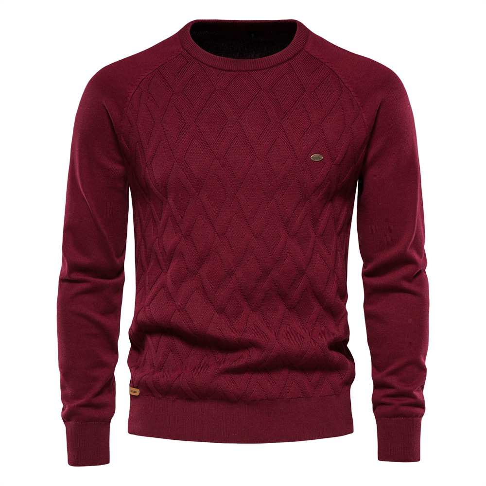 Hochwertiger 2024 Herbst- und Winterneuheiten Pullover aus reiner Baumwolle mit einfarbigem Strickpullover für Herren_voghion.com