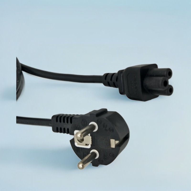 三芯欧标米老鼠插头线 欧式弯头带梅花尾 AC电源线 欧标家用电源