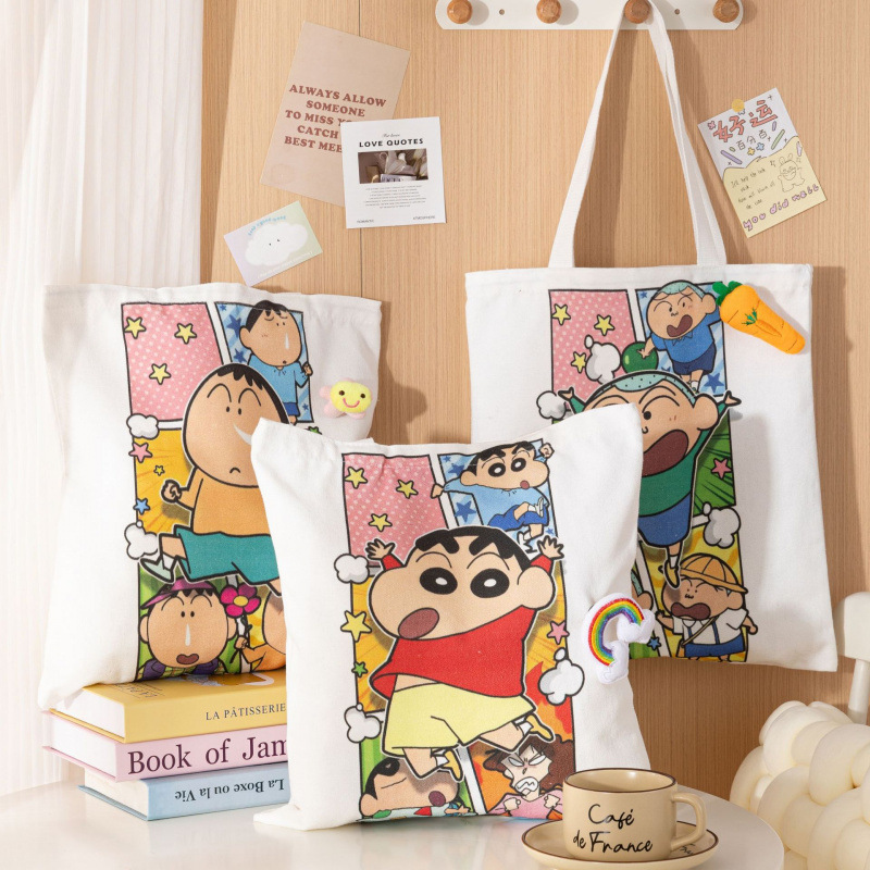 上班日常通勤蜡笔小新系列卡通简约大气大容量便携单肩手提帆布包