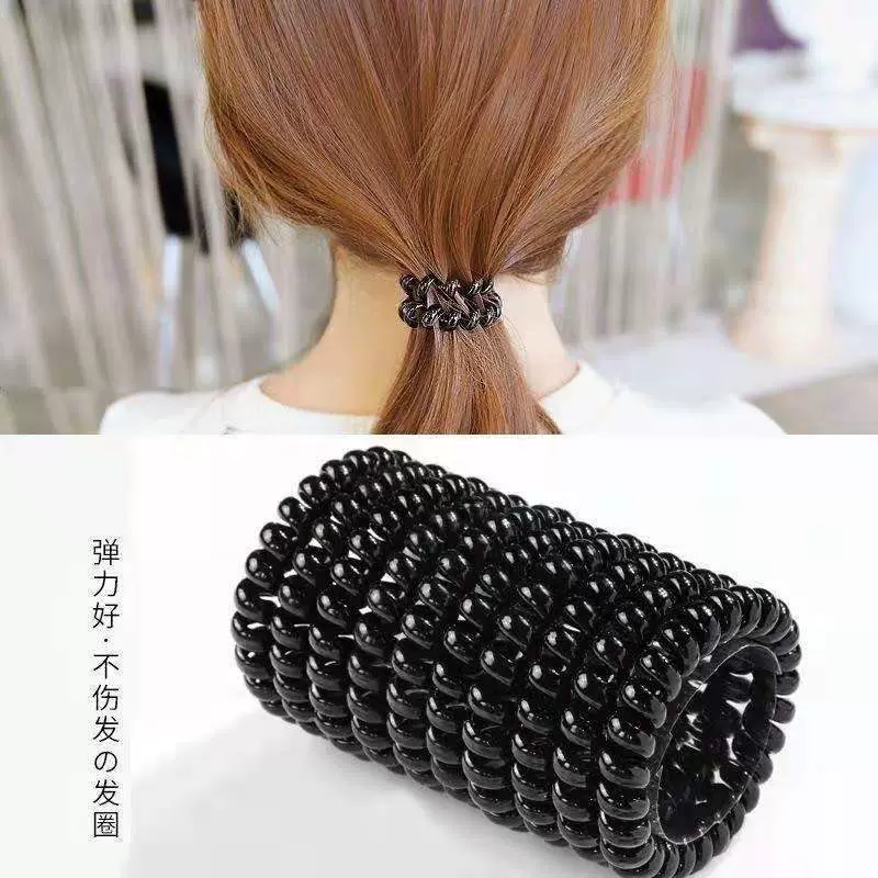 新款大号黑色电话线发圈发绳头饰手环多用时尚地摊头饰厂家直销