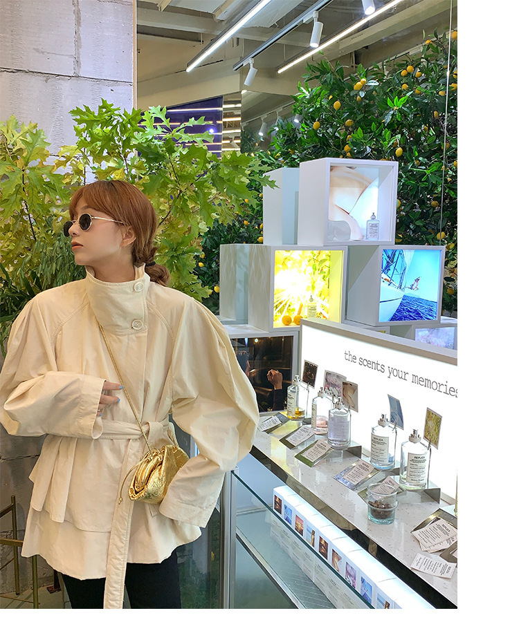 [In stock] trench coat for women 2022 autumn clothing design French structuralist long short trench coat