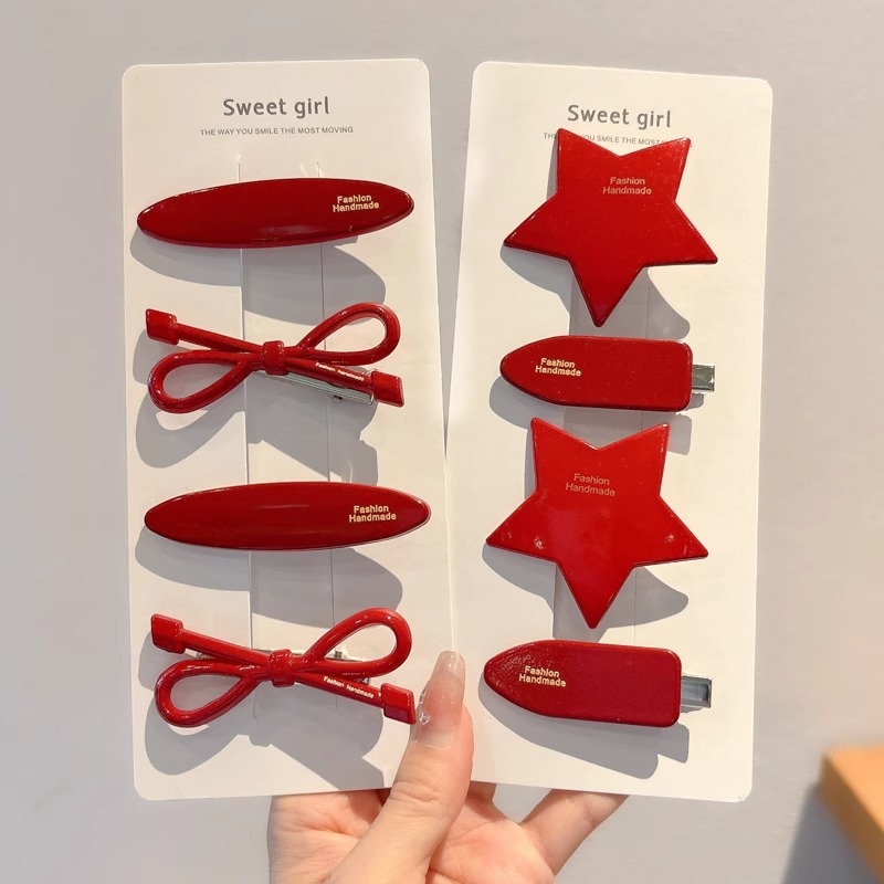 Meilad retro ins viento rojo una palabra clip de pelo oval 2024 nuevo estilo de alta calidad clip de pelo toque