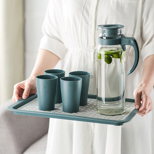 家用大容量玻璃凉水壶耐高温冷水壶玻璃杯套装创意果汁壶凉水杯