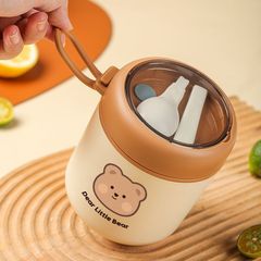 304不锈钢早餐杯保温杯子带盖带勺子防摔便捷燕麦牛奶豆浆ins