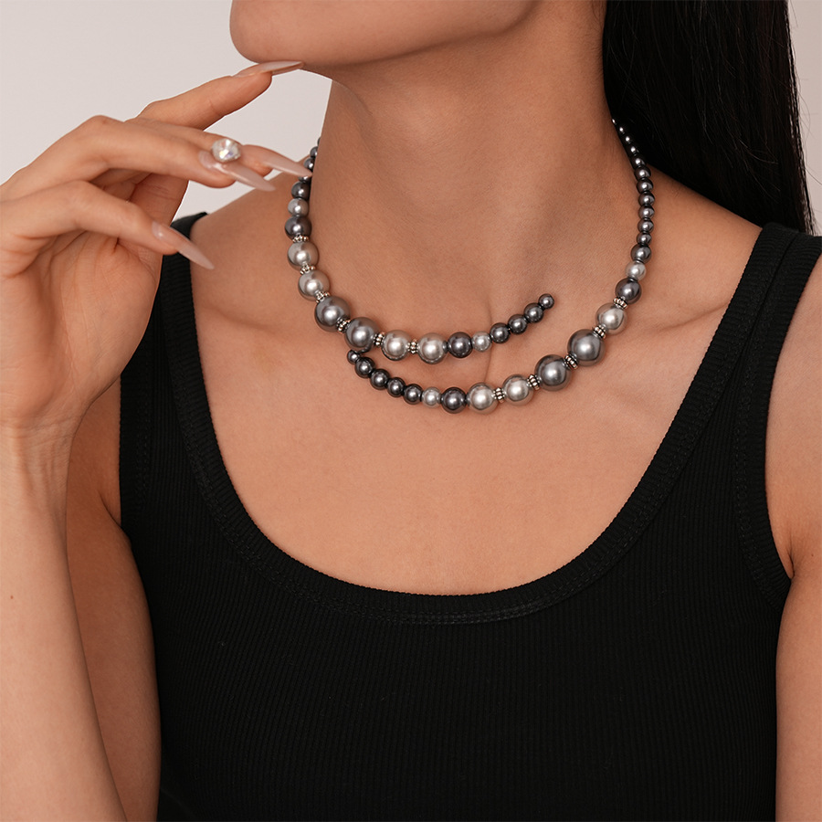 Europa y los Estados Unidos retro collar de cristal de perla abierto estilo simple nicho temperamento de alto nivel collar adornamiento para mujeres