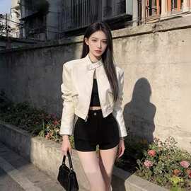 高档外套皮衣女2026春秋新款时尚修身显瘦街头机车服皮夹克短款潮