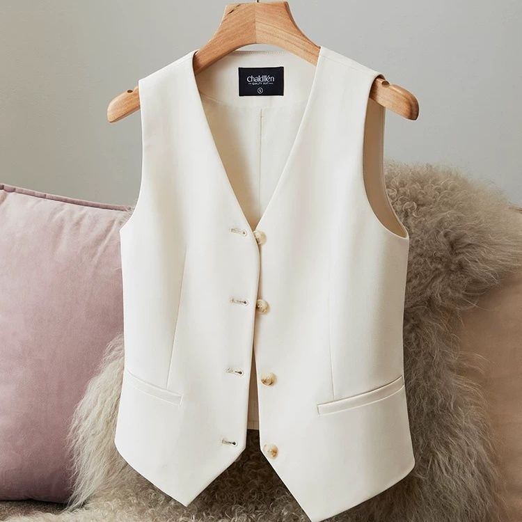 2025 Summer Regular Style Women's Vest New Suit Sleeveless Waistcoat Vest Outerwear Lightweight Women's Thin Vest