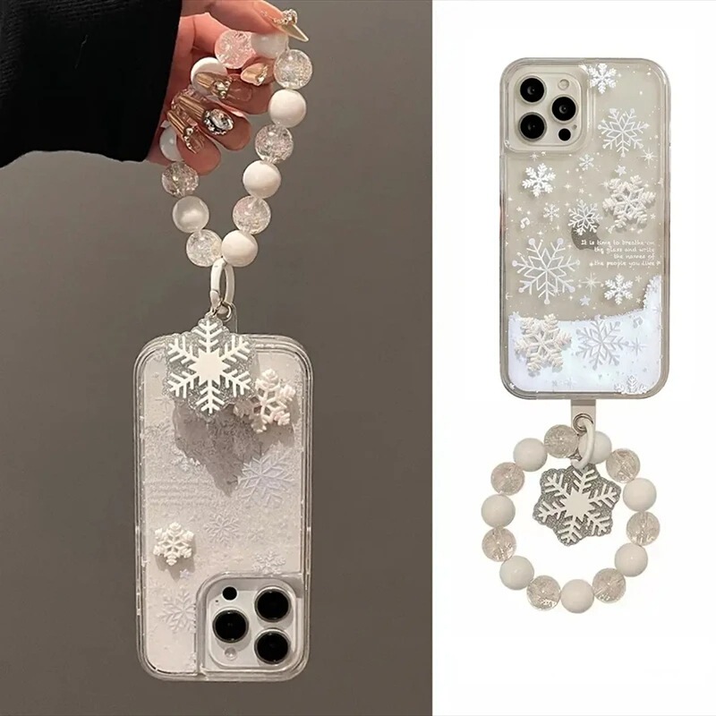 New snowflake quicksand mobile phone case with bracelet for apple 16promax drop-resistant iphone15 protective case for women New snowflake quicksand mobile phone case with bracelet for apple 16promax drop-resistant iphone15 protective case for women