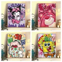 Рисование стразами Douyin DIY Kuromi и клубничный мишка, круглые клеевые стрази, 30×40–40×50 см без рамы
