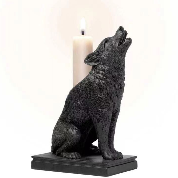 Vela de murciélago de Halloween Adornos de candelabros de lobo gótico Adornos para el hogar Artesanía de resina Adornos de murciélagos
