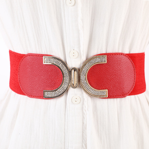 Wholesale Manufacturer Women's Stretch Elastic Wide Belt New Versatile Fashion Down Jacket Black Waist Seal Belt