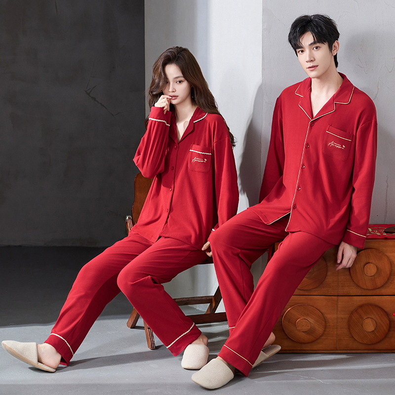 Pijamas de boda, nuevo matrimonio, vestido de terciopelo rojo, mujeres, otoño y invierno, hombre, nobles, parejas, pijamas, otoño y invierno