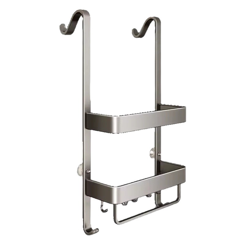 Bathroom Storage Rack shower room hanging rack punch-free bathroom hanging basket toilet storage toilet door rear gun Gray