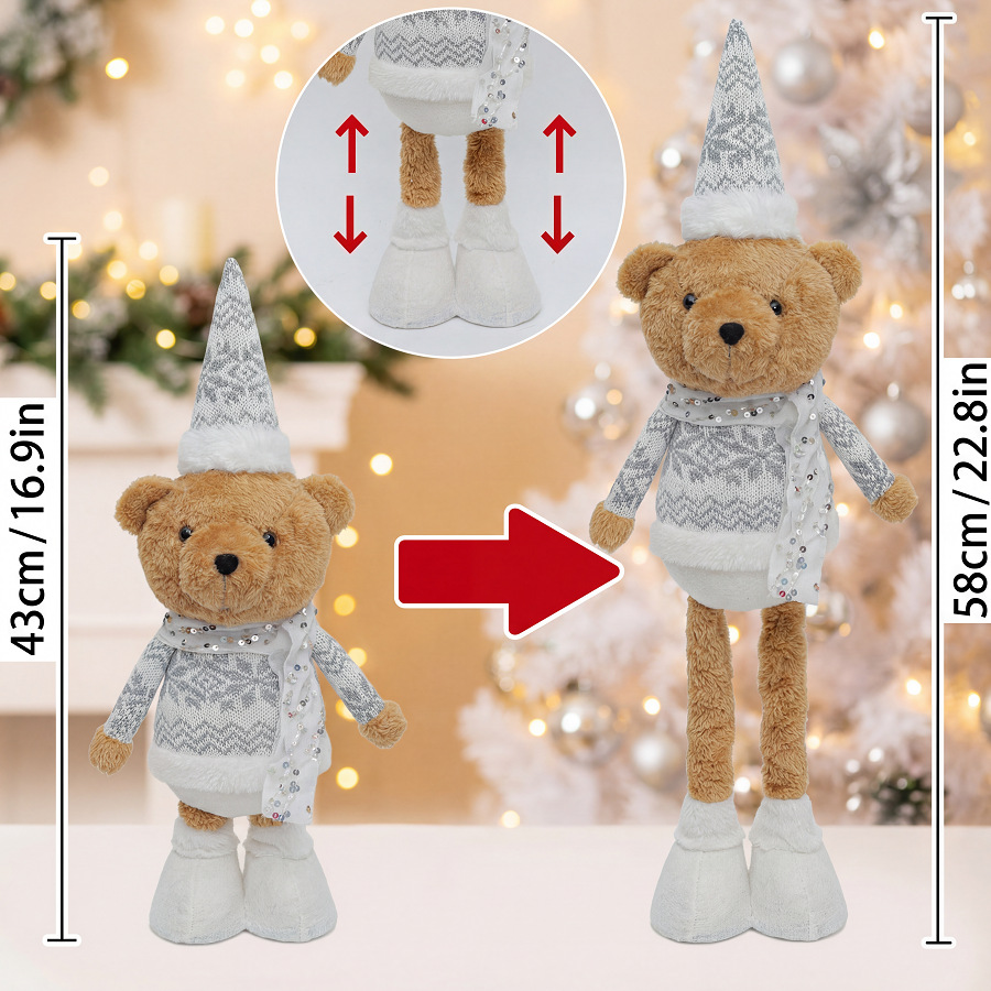 Muñeco Telescópico Navideño de Tela Decorativo para Navidad