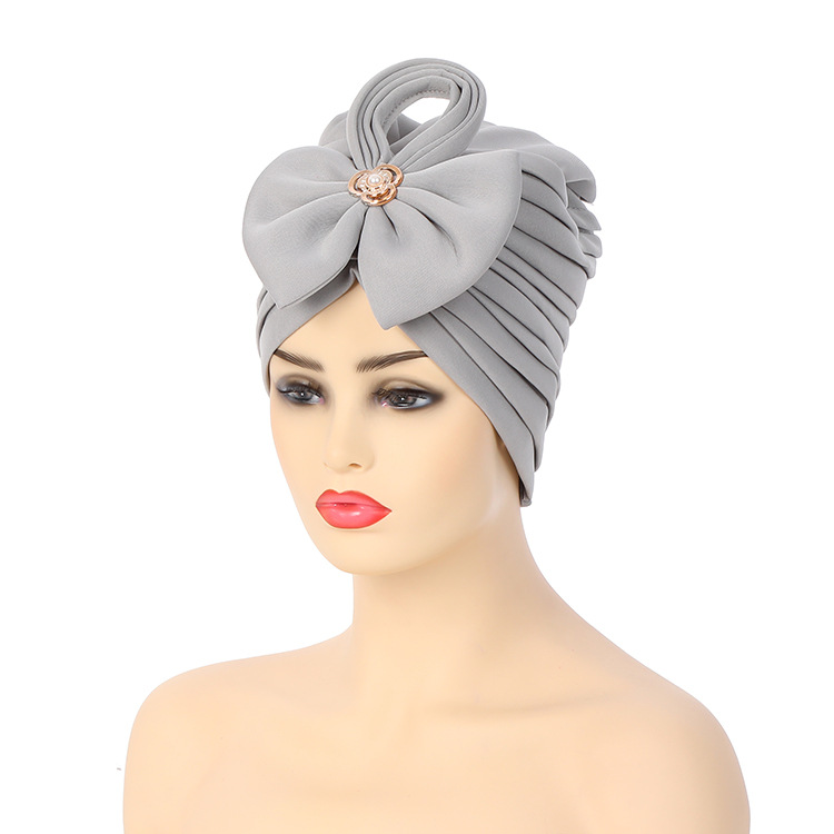 Muslim headscarf Space layer bow accessories Pleated watermelon hat African hat Muslim hat_viptrois.com