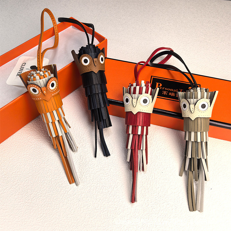 H Brand Fashion Tassel Accessories Bag Pendant Owl Pendant Car Key Accessory Sheepskin Handmade Ornament
