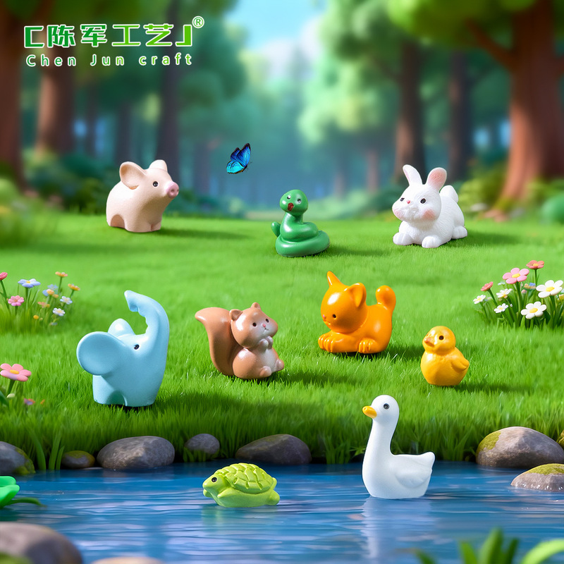 Moss Micro Landscape Creative Cute Little Animals Frog Little Yellow Duck Doll Decoration Miniature Mini Ornaments