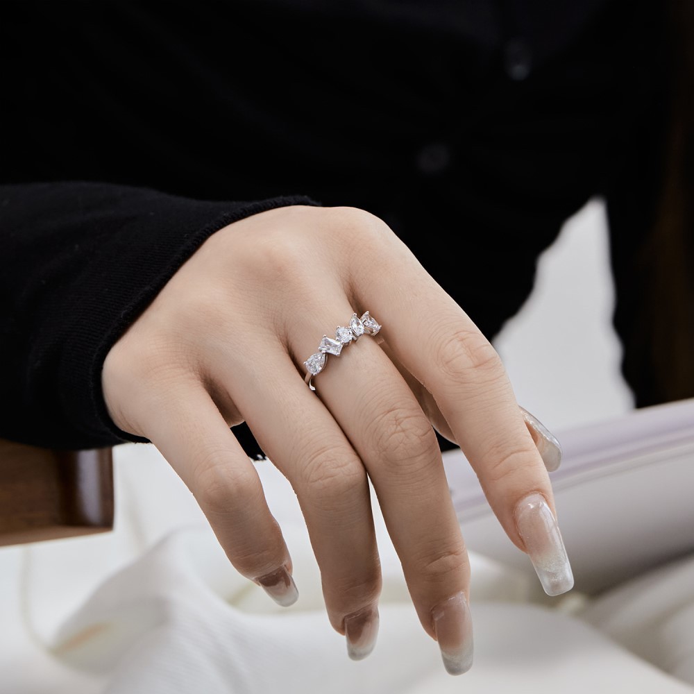 6g Weight Zircon Inlay Material Rings Classification 5, 9, Adjustable Ring Size 1 Piece Quantity Holiday, Daily Occasion 925 Sterling Silver Material Geometric Pattern Women's Gender Plating, Inlay Design Basic, Modern Style, Classic Style Style 925 Sterling Silver Zircon Geometric Rings 19