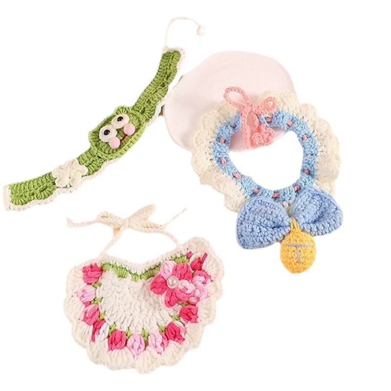 Пятно милые домашние животные нагрудник ручной работы diy вязаный кошачий ошейник маленький собачий декоративный шарф завод оптом