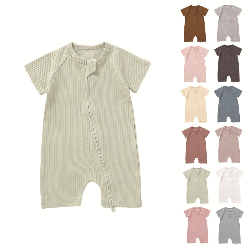 Foreign Trade Knitted Climbing Clothes Short-sleeved Climbing Clothes Ins Style Climbing Clothes for Children Knitted Baby Hatshirt Jumpsuit Organic Cotton Climbing Clothes