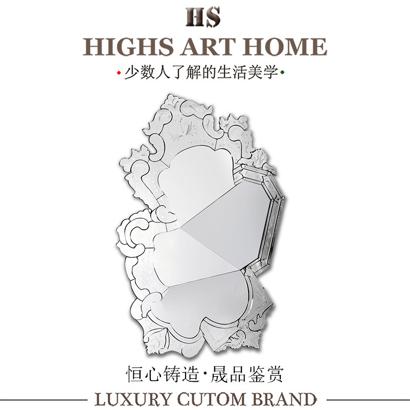 Bocadolobo Luxury Artistic Carved Decorative Mirror Bathroom Living Room Home Designer Creative High-End Hanging Mirror