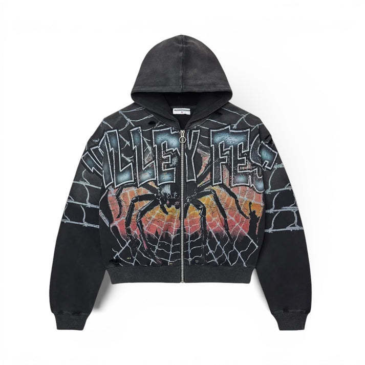 Cross-Border European and American 2025 American-Style Graffiti Print Unisex Loose Casual Zip-Up Hoodie Trendy Brand Amazon