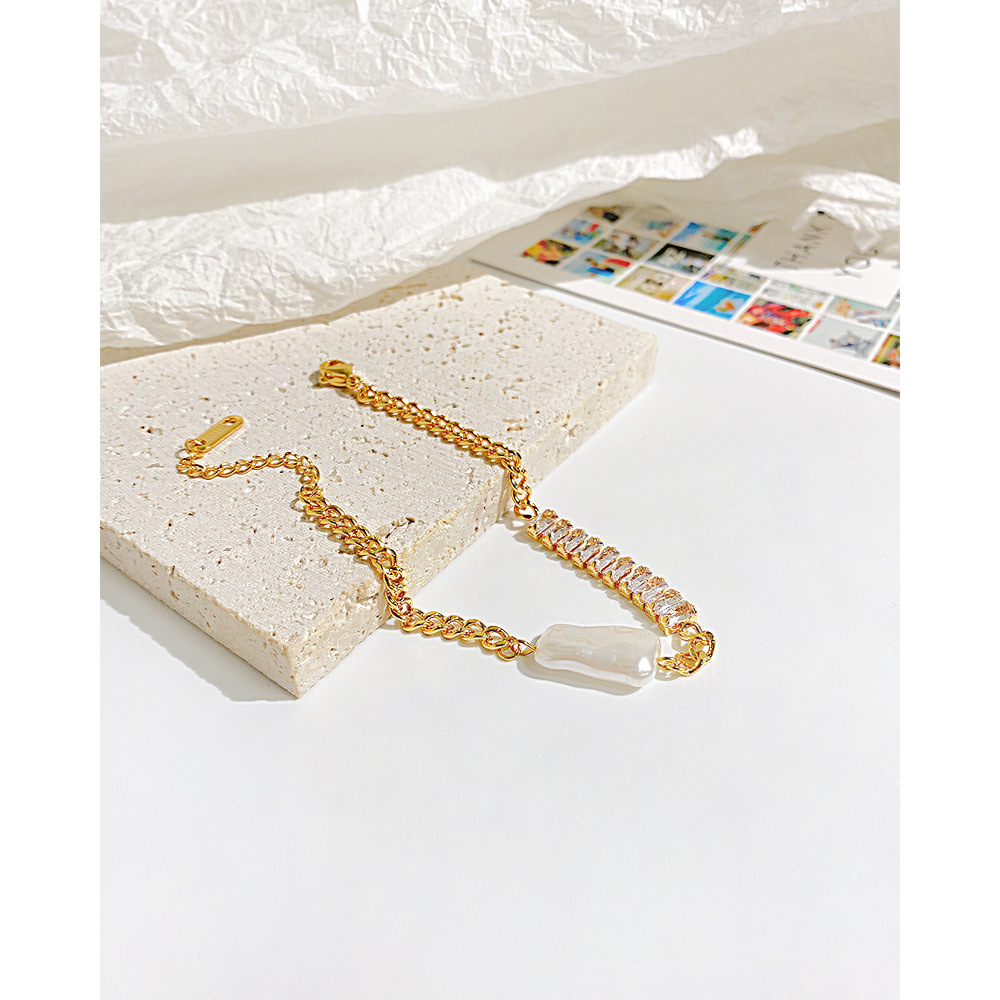 Fashion Geometric Stainless Steel Inlay Zircon Bracelets 1 Piece