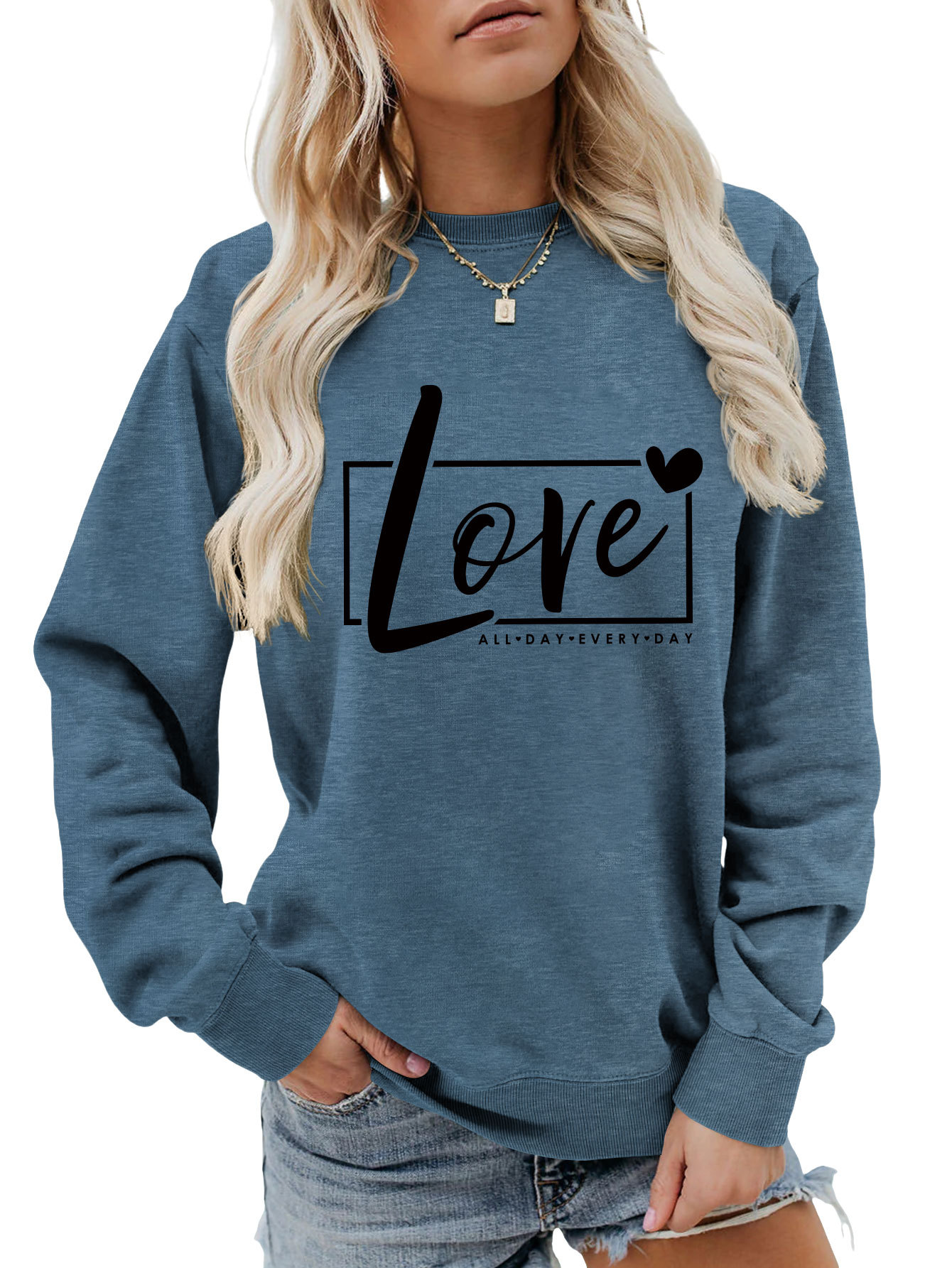 Women's Hoodies Long Sleeve Printing Basic Streetwear Letter Heart Shape display picture 23