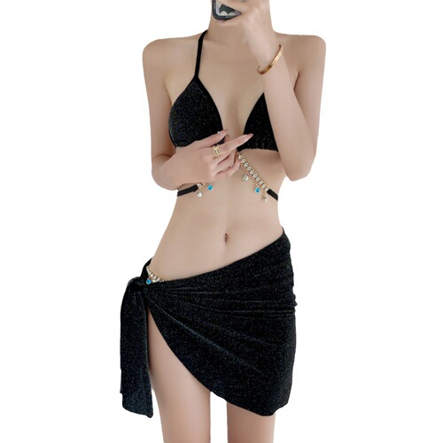 Swimsuit women's fish diamond chain European and American pure lust style strap triangle bikini three-point ins sexy vacation swimwear