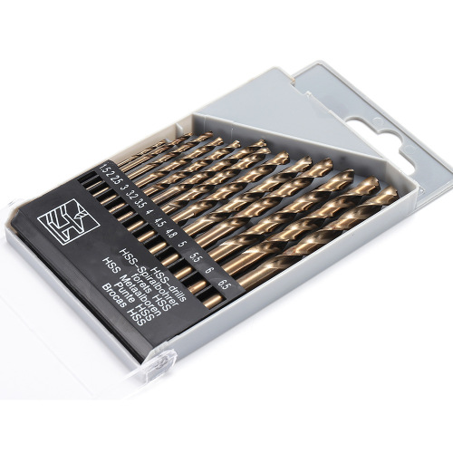 Cross-border high-speed steel M35 roasted yellow 13pc twist drill set 135-degree double back angle stainless steel opening cobalt-containing drill