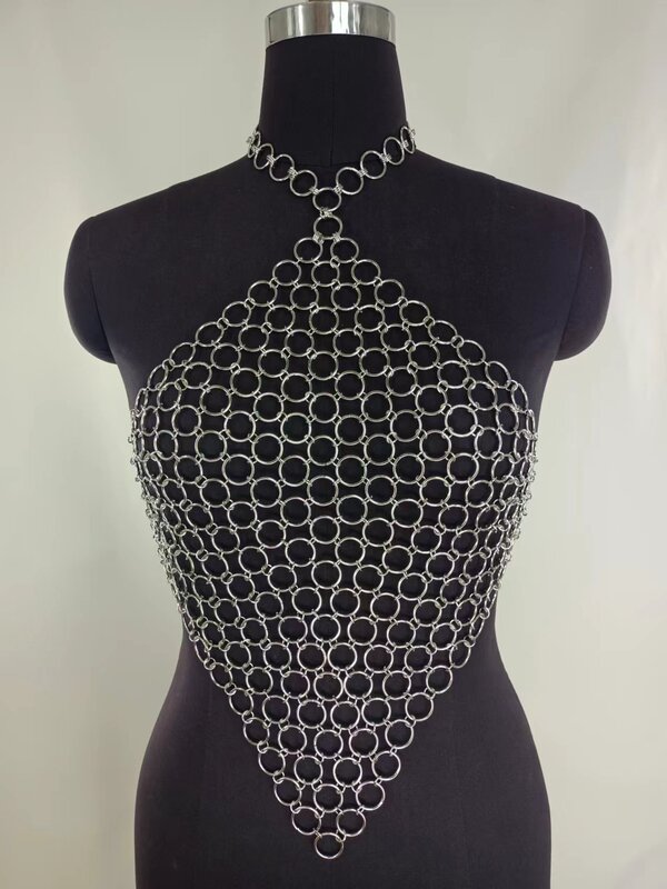 fb3501 European and American vest sexy personality small ring geometric hanging neck wrap chest backless small vest body chain