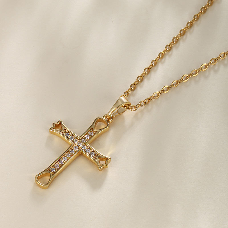 Joyería Xuping aleación dorada con diamantes dorados collar de colgante de cruz de lujo ligero de alto nivel accesorios de nicho