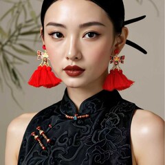 欧美夸张时尚民族风小众设计感合金镶锆石蜜蜂流苏耳坠女