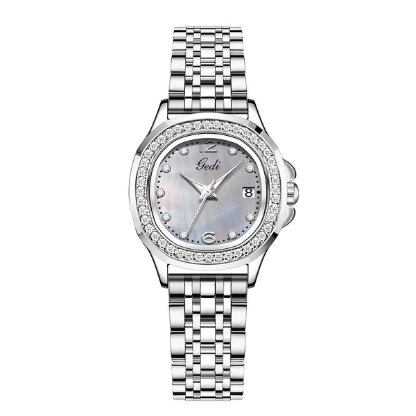 White shell, white nails, gray mother-of-pearl surface, white steel strip
