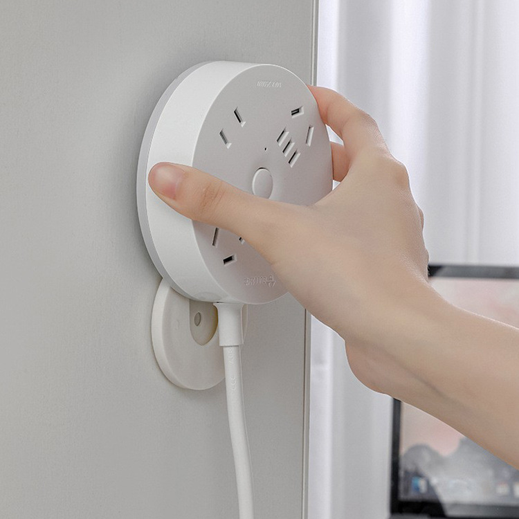 Nuevo enchufe redondo titular cable de alimentación cabeza acabado soporte sin costuras montado en la pared