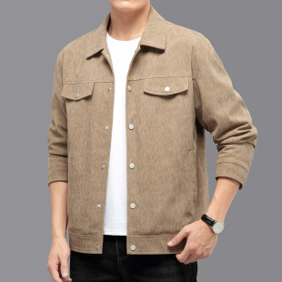 TEMU Young and Middle-aged Jacket Men's plus size Retro Loose Lapel Casual Jacket Autumn and Winter Warm Dad Jacket