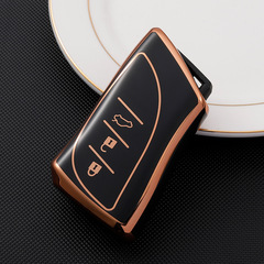 Lexus Car Key Case Suitable for UX260H ES200 ES300 Key, Leather-Trimmed Full-Enclosure Key Cover with Gold Edge