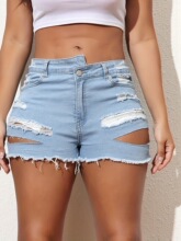 I 14160 Fashion Denim Shorts with Fringe Ůʽţ�ж̿� �羳ר