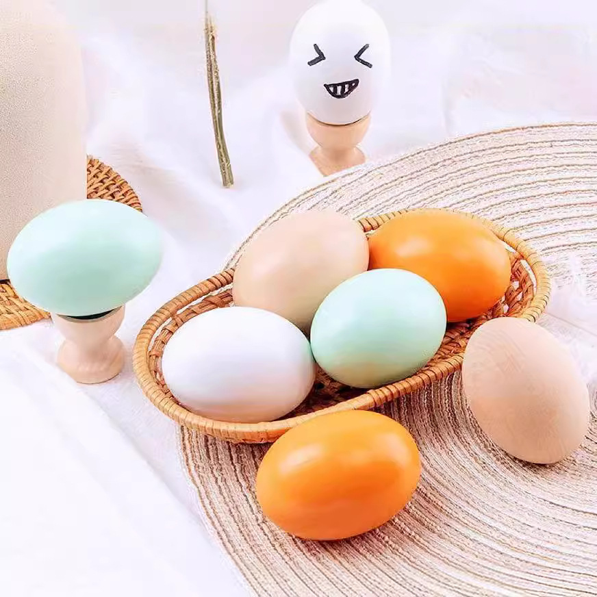 木制儿童地摊玩具 逼真仿真鸡蛋MY30 DIY彩绘涂鸦过家家玩具