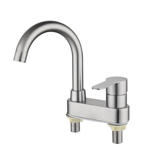 Cross-border Southeast Asia 304 stainless steel old-fashioned bench washbasin faucet two-joint double hot and cold basin faucet