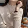 一体加厚半高领木耳边毛衣