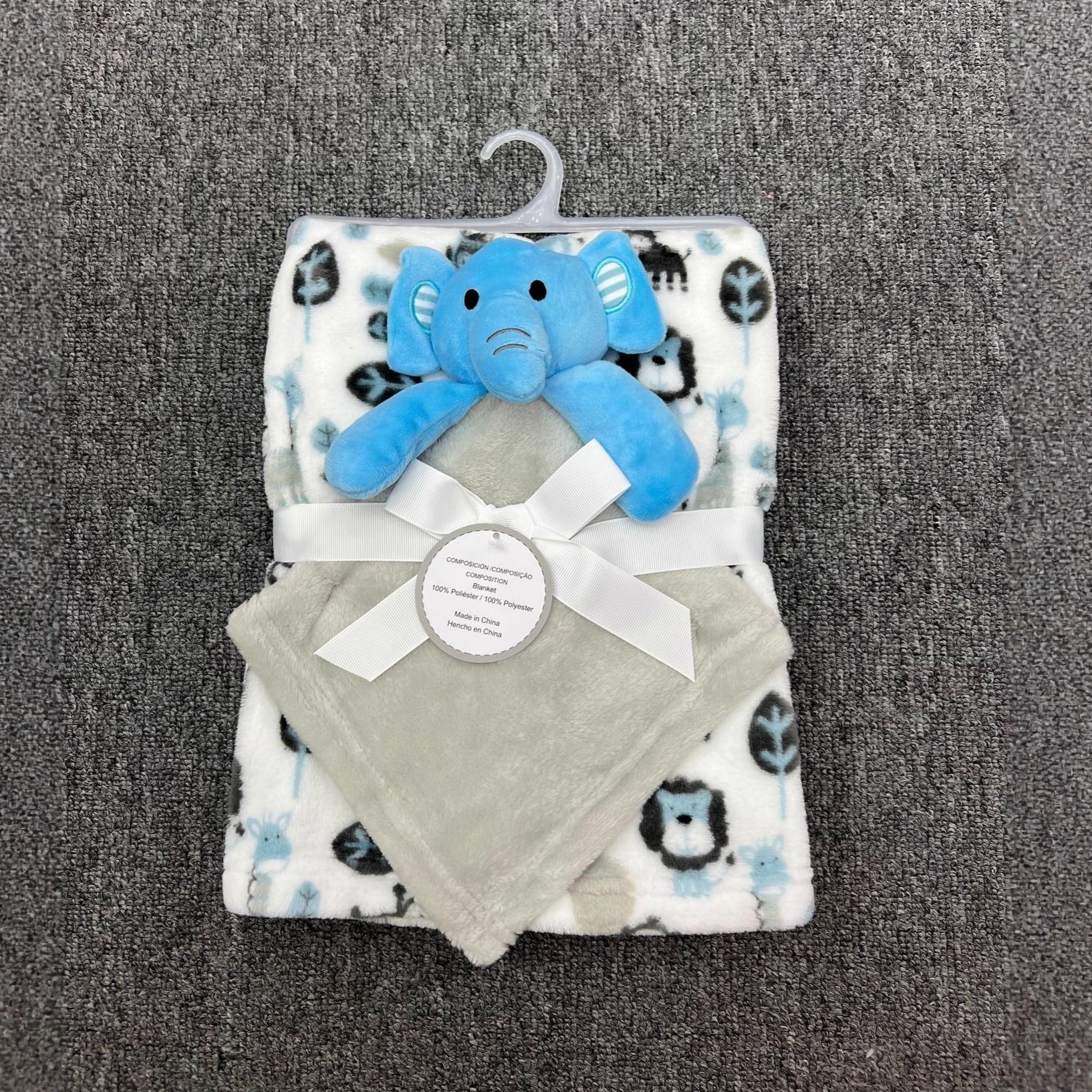 Transfronterizos bebés de coral peluche manta 2 dos piezas conjuntos de dibujos animados suaves elefante conejo toallas para bebés