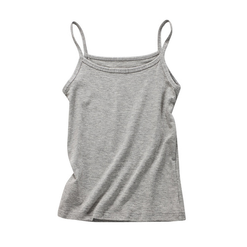 Girls' spaghetti strap camisole children's base layer top elastic simple underwear plain color pure cotton top Korean version summer children's clothing Class A
